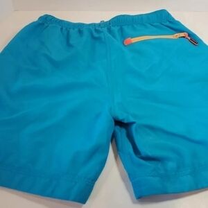 SUPERDRY Premium Swim Co. Polo Shorts Mens S Volley Trunks Aqua/Teal Orange EUC